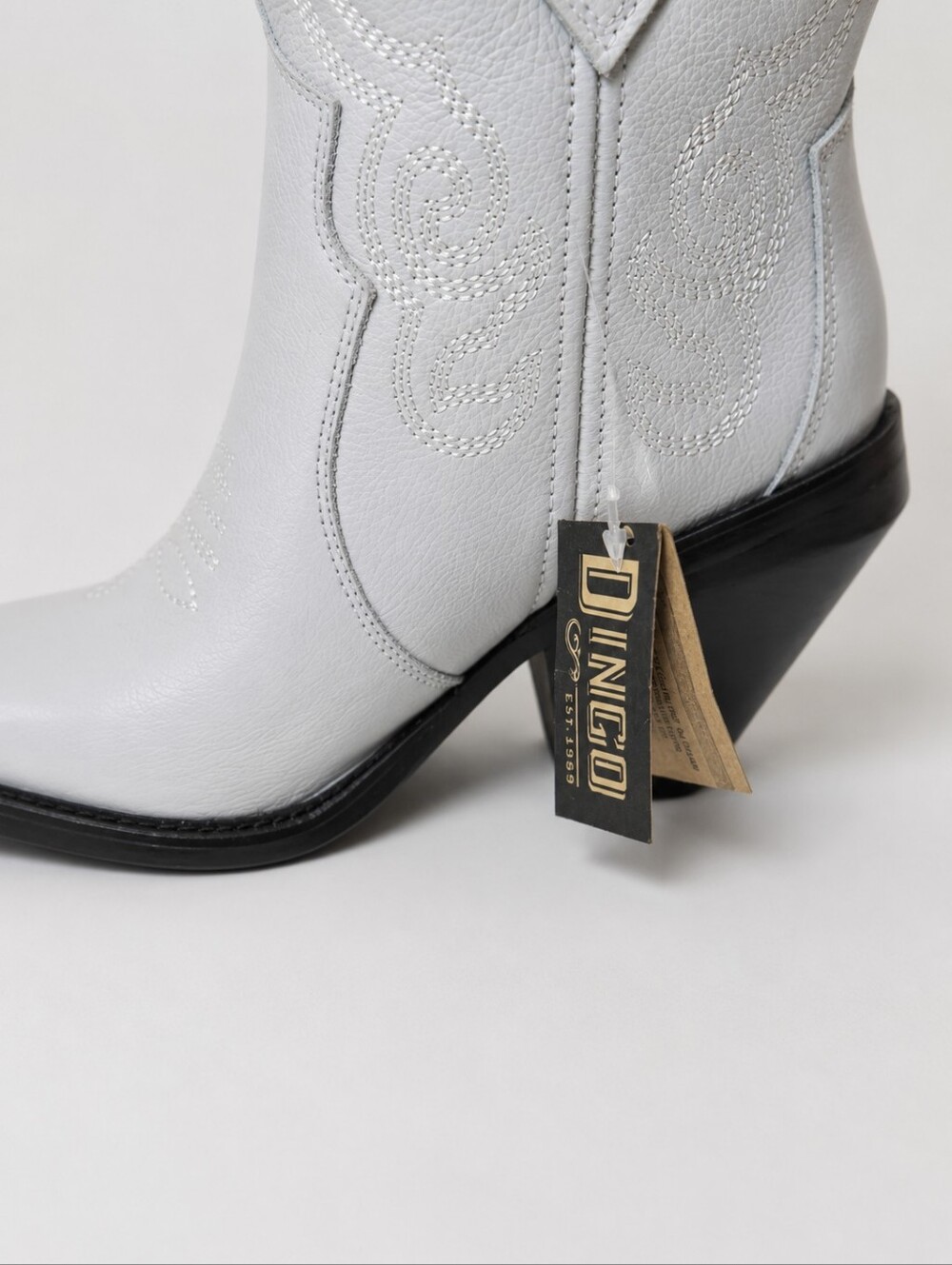 Dingo Western Ankle Boots Womens Size 6 White Embroidered Cowboy Booties Block - Picture 8 of 11